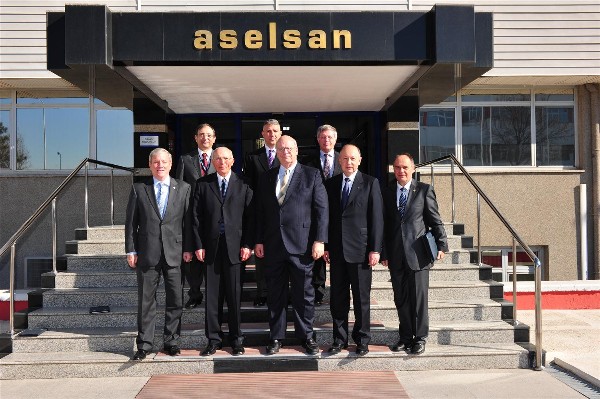 AFCEA executives visiting ASELSAN in March are (top row, l-r) Capt. K. Zafer Selcuk, TUN (Ret.), chapter secretary; Mustafa Erturk, international marketing director, ASELSAN; Maj. Gen. Klaus Peter Treche, GEAF (Ret.), general manager, AFCEA Europe; (front row, l-r) Lt. Gen. John R. (Bob) Wood, USA (Ret.), executive vice president, AFCEA International; Col. I. Bora Buyukoner, TUA (Ret.), chapter president; Kent Schneider, president and chief executive officer, AFCEA International; Cengiz Ergeneman, general manager, ASELSAN; and Konstantin Zografov, regional vice president, AFCEA Southeast Europe.