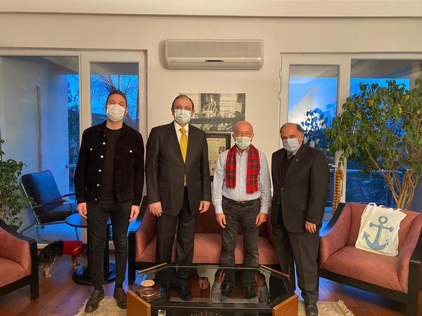 (From l-r) Serhat Bizimtuna, chapter secretary; Capt. Kamil Zafer Selcuk, TUN (Ret.), chapter president; Yalcin Onyuru, founder and CEO of TARGET AS, Capt. Zafer Betoner, TUN (Ret.), chapter vice president, meet in January.
