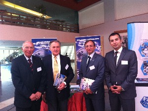 Gathering at the seminar in September are (l-r) Col. I. Bora Buyukoner, TUA (Ret.), chapter president; Dr. Ivano Soliani, chief executive officer, Soliani EMC, and member of the Rome Chapter; Capt. K. Zafer Selcuk, TUN (Ret.), chapter secretary; and M. Yasar Ercan, chapter board of directors.