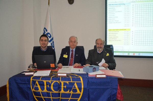 (l-r) Seyfettin Sunger, Target Group, Col. Erdogan Ezbiderli, TUA (Ret.) and Lt. Col. Yucel Kuru, TUA (Ret.) were unanimously elected to administrate the General Board Meeting.