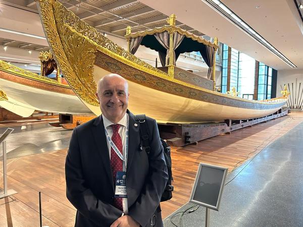Esposito visits the historic Imperial Boat Hall at the Naval Museum in May.