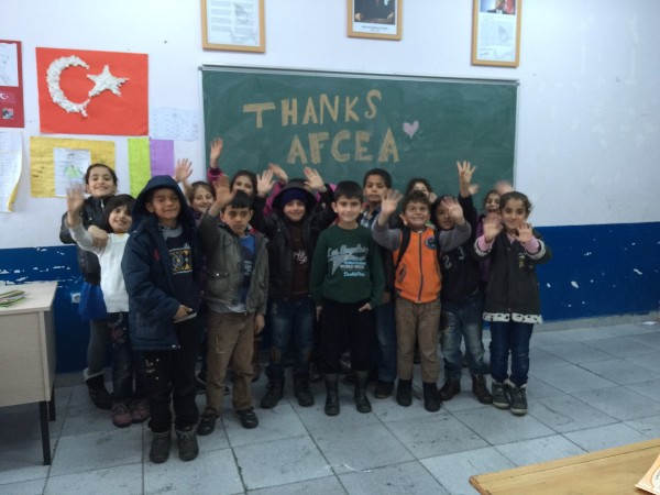 In February , Kamisli Village Elementary School third grade students thank AFCEA and the chapter for the STEM Award.