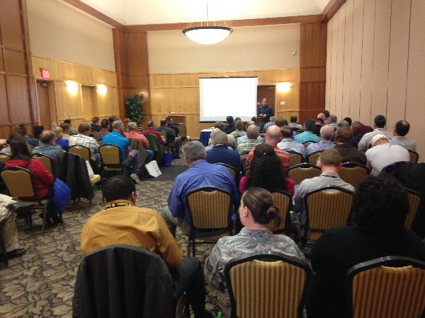 Justin Searle, UtiliSec, presents a cyber training class on SamuraiSTFU at the Hill Air Force Base Technology Expo and Cyber Training 2014 in March.
