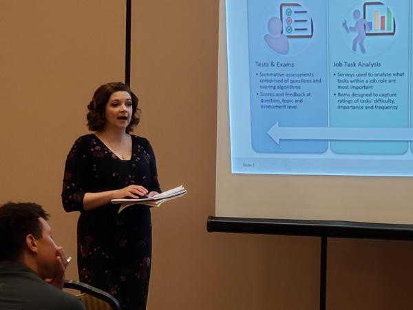 Stacy Poll from Questionmark presents on 9 Risks to Test Security (and What To Do About Them) at the Hill Air Force Base Technology Expo in March.