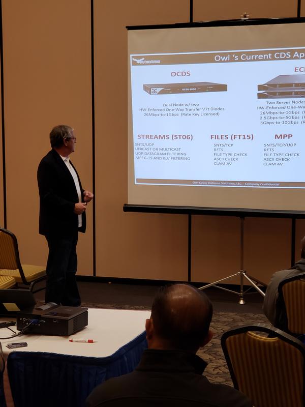 Repeat presenter Curtis Browne of Owl Cyber Defense discusses Security U.S. Government/Defense Industrial Control Systems Against Cyber Attack at the March technology expo.