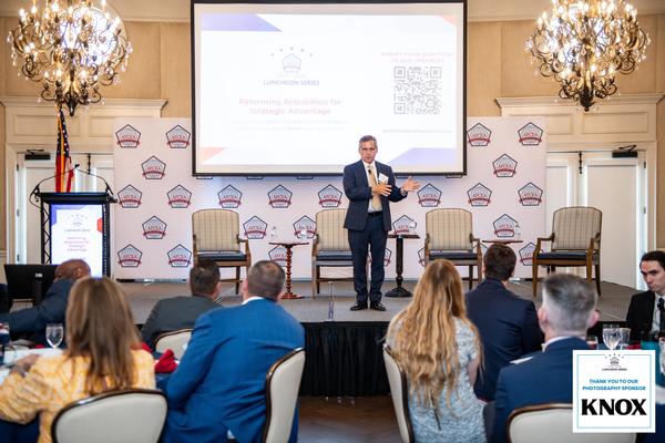 Adam Nucci, chief financial officer for the Office of the Army Chief Information Officer, gives a keynote address to the audience in June.