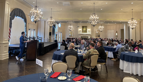 Bang discusses strengthening warfighting capabilities at the November luncheon. 