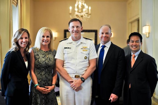 Together at the 5th Annual Cybersecurity Summit in May are (l-r): Sheryl Dunlap, Empower Solutions; Barbara Ellen Bridges, Empower Solutions; Adm. Michael S. Rogers, USN, commander, U.S. Cyber Command and director, National Security Agency/chief, Central Security Service; Geoff Hancock, CGI Federal; and Carlo Espiritu, Triple Point Security.