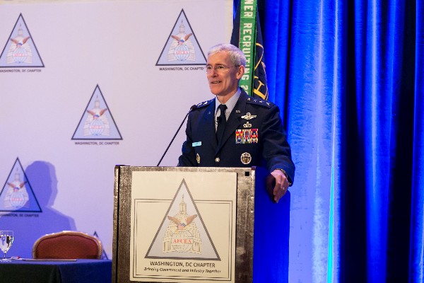 Lt. Gen. Otto addresses the chapter in January during a panel discussion on the future of the Air Force Intelligence, Surveillance and Reconnaissance Enterprise.