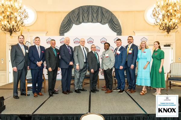 Pictured are (l-r) Oliver; Mark Johnson, chapter board member; Kevin Griffith, chapter president; Rose; Greenwell; Markowitz; Keith Hardiman, panelist; Reeves; and Tim Silk, underwriter sponsor representative; Theresa Pines, chapter board member; and Michelle Dreimann, chapter vice president of programs, at the April event.