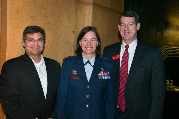 (l-r) Randy Clark, chairman of the chapter's Mobile Working Group, Maj. Gen. Zabel and Tim Sloms, chapter president take a moment during the Mobile Tech Summit in January to pose for the camera.