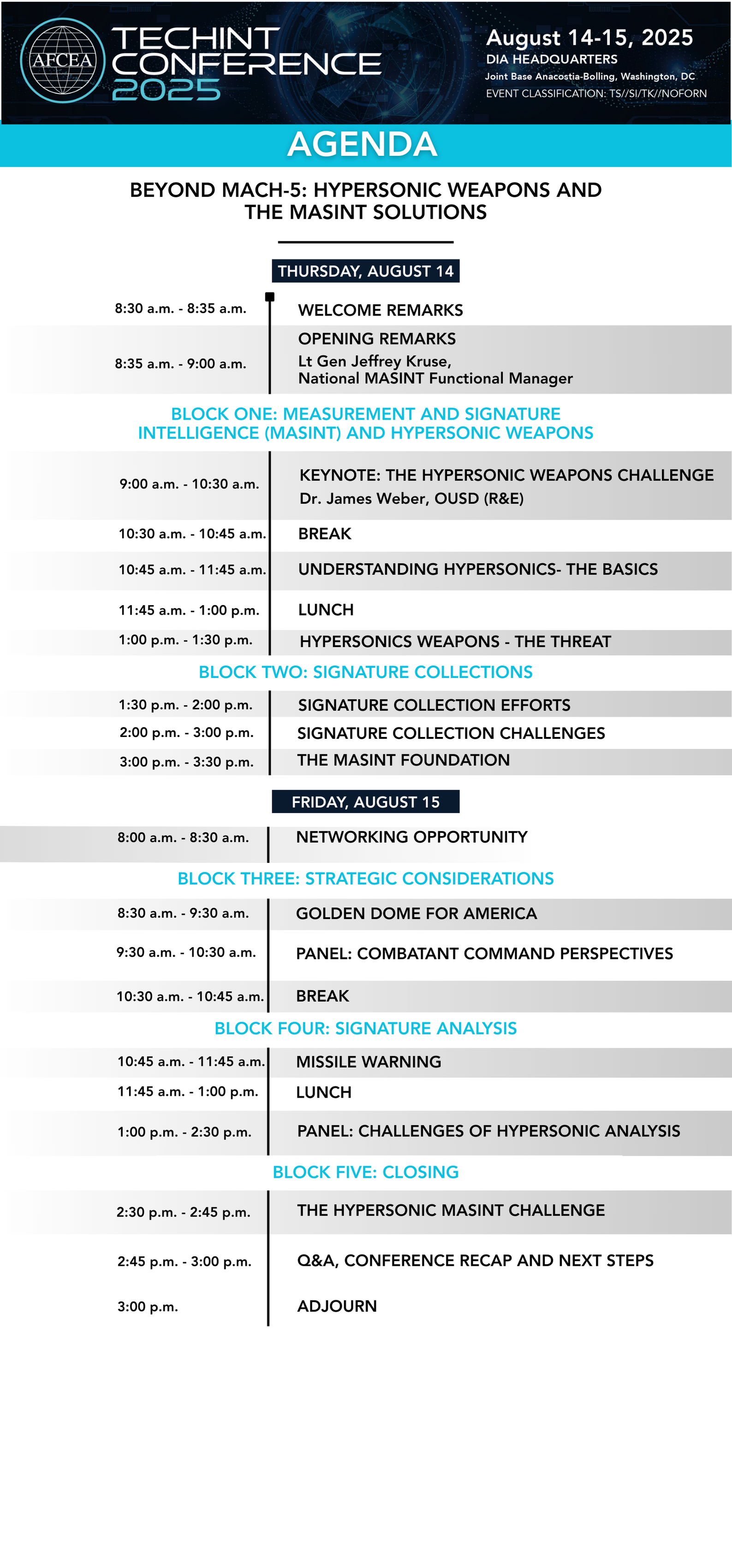 Agenda for DIA TECHINT Conference