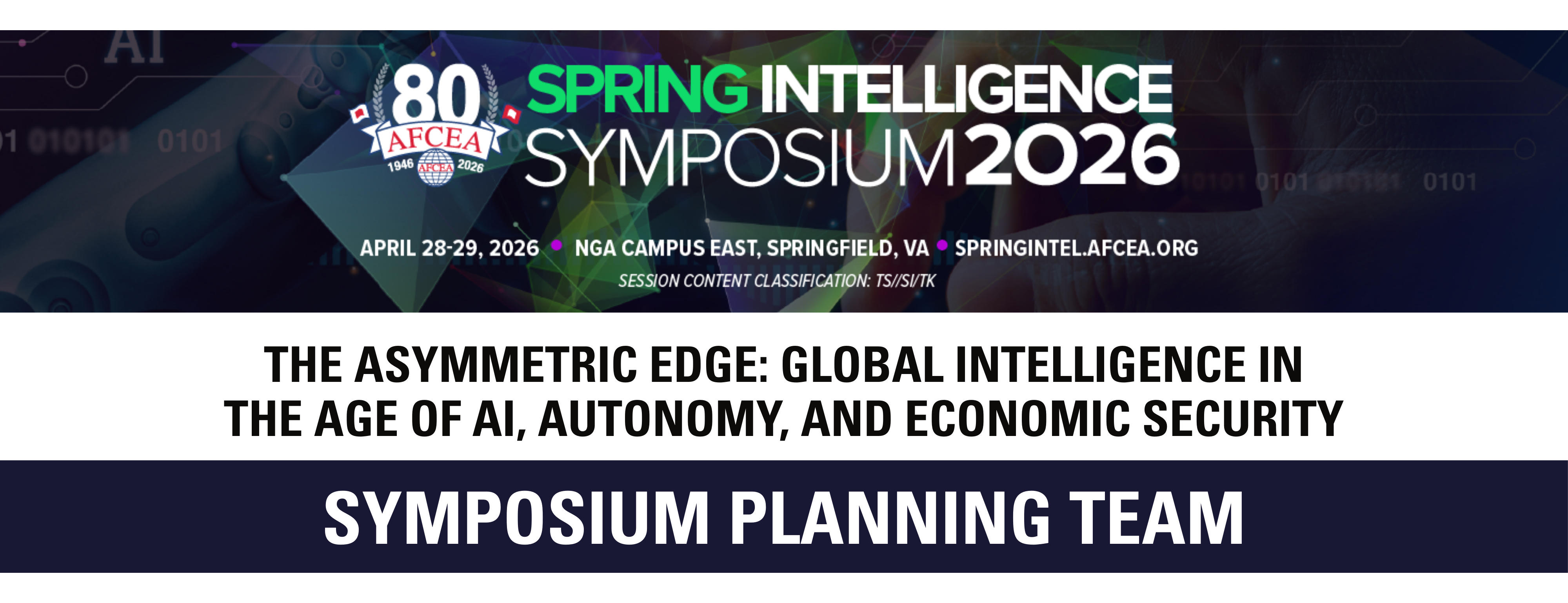 Planning Committee Banner for Spring Intelligence Symposium