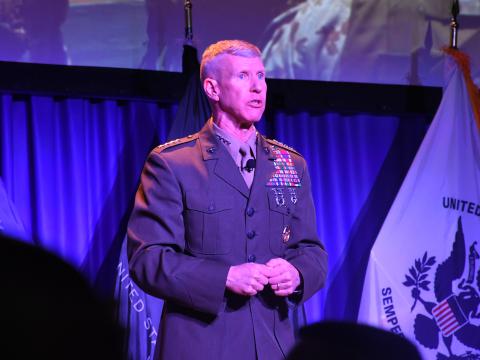 Gen. Eric Smith, assistant commandant of the U.S. Marine Corps, addresses the audience at WEST in San Diego. Credit: Jesse Karras