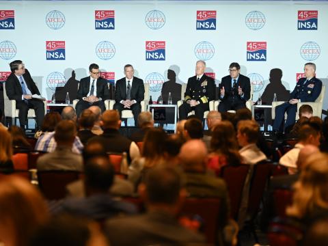 Leaders from the FBI, CIA, NSA and other agencies discuss terrorism and AI challenges. Photo: Herman Farrer 