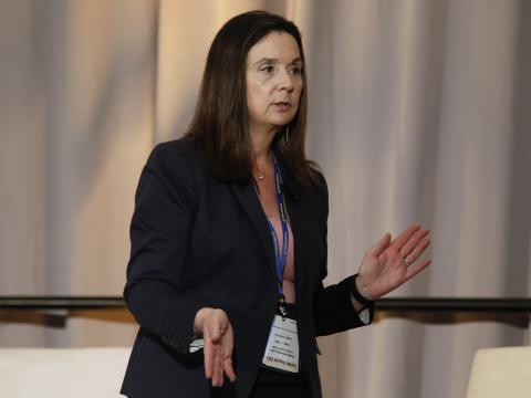 Jennifer Swanson, deputy assistant secretary of the Army for data, engineering and software, speaks on a panel at TechNet Augusta 2024.