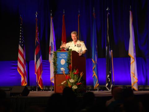Adm. Samuel Paparo, USN, offers a keynote on Thursday at AFCEA's TechNet Indo-Pacific. Credit: Tony Grillo