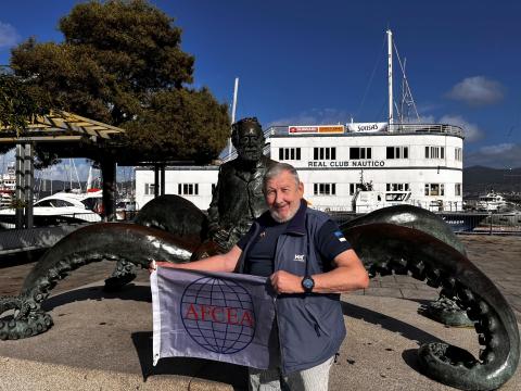 Jüri Grigorjev takes the AFCEA flag to Vigo, Spain.