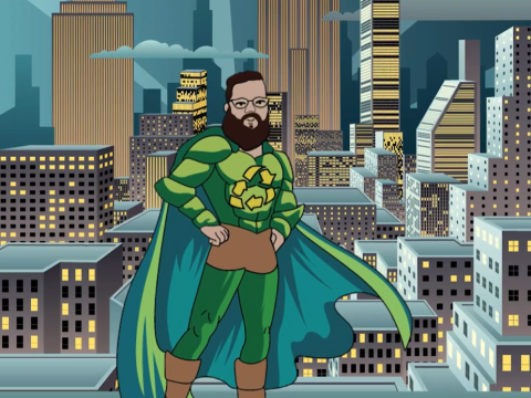 Michael Neese is Michael Recycle! Ready to save the day, one piece of recycling at a time. 