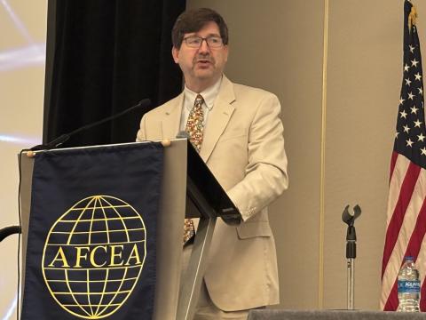 Jeffrey Singleton, deputy assistant secretary of defense (Science and Technology Futures), Office of the Under Secretary of Defense for Research and Engineering (OUSD(R&E)), speaks at TechNet Emergence 2025 in Reston, Virginia.