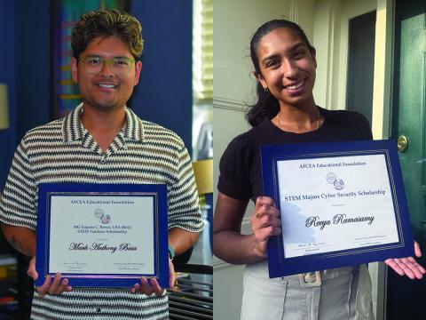 Mark Anthony Basa and Reeya Ramasamy receive STEM scholarships.