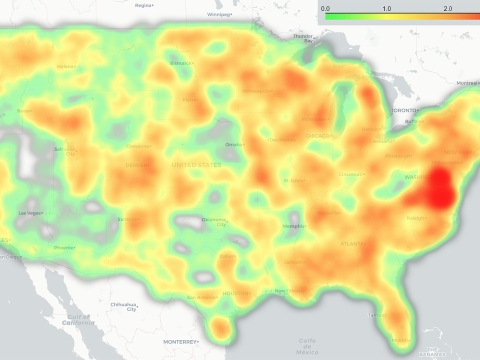 To estimate the potential cyber attack surface of the United States, researchers from the University of Maryland have collected data on 42,735 internet-facing devices across 3,095 county governments, representing 98% of all U.S. counties. Credit: UMD researchers Ido Sivan-Sevilla, Mark McDermott and Charles Harry
