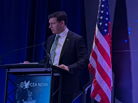 Michael Obadal, undersecretary of the Army, speaks at AFCEA NOVA Army IT Day 2026 held in McLean, Virginia.