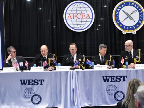 Leaders from the Five Eyes nations explain what it will take to prepare for conflict with China at the WEST conference on February 12, 2026, in San Diego. Credit: Karras Photography