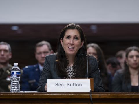 Assistant Secretary of War for Cyber Policy Katherine (Katie) Sutton testifies at a U.S. Senate Armed Services Committee hearing in Washington, D.C. on April 28, 2026. DOD photo by U.S. Air Force Staff Sgt. Milton Hamilton