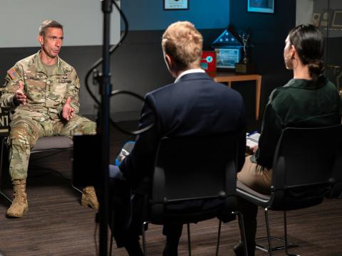 Lt. Gen. Paul Stanton sits down with SIGNAL Media for an exclusive interview. Credit: Edward Cannon, DISA photographer