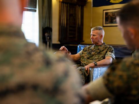 Gen. Eric Smith speaks at Modern Day Marine 2026 in Washington, D.C. U.S. Marine Corps photo by Cpl. Juaquin Greaves