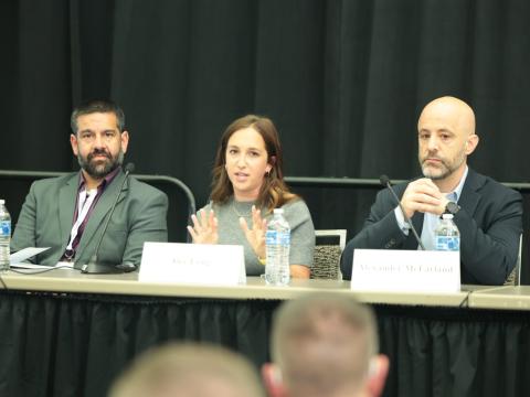Cloud officials from the Defense Information Systems Agency brief on the next steps for the military’s cloud environment, at AFCEA’s TechNet Cyber Conference on June 3. Credit: Pure Light Images