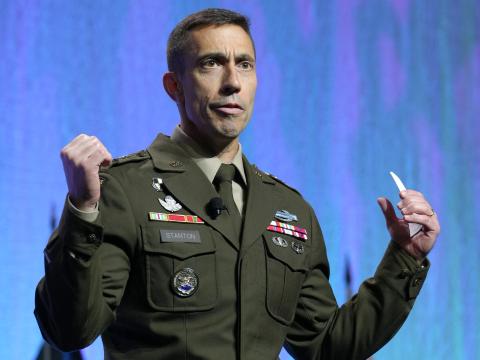 Lt. Gen. Paul Stanton speaks at the 2026 TechNet Cyber conference in Baltimore on June 2. Credit: Pure Light Images.