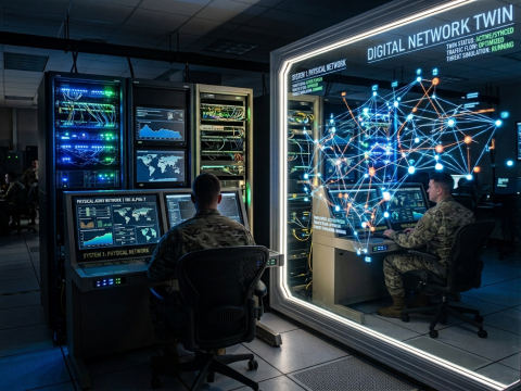  A digital twin of the networks of the U.S. Army Network Enterprise Technology Command, or NETCOM, would be a powerful tool, commanding general says. Credit: This image was generated via Gemini AI