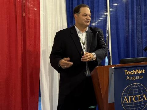 Matthew Isnor, division chief, Cyber Workforce Development, Office of the DOW Chief Information Officer, discusses a capable and ready cyber workforce at TechNet Augusta in Augusta, Georgia, August 18, 2026.