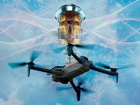 As part of finding the art of the possible and proactively anticipating future quantum needs, researchers from the Air Force Research Laboratory are examining how to harness integrated quantum photonic chips for use in computing on a drone. Credit: Chris D’Elia concept illustration using Adobe Stock images from Aliaksandr Marko, BAIVECTOR and U.S. Air National Guard drone photo by Tech. Sgt. Valentina Viglianco