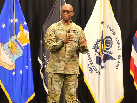 Gen. Xavier T. Brunson, commander of U.S. Forces Korea, delivers a keynote at TechNet Indo-Pacific 2026. Credit: Aristic Mindz Photography