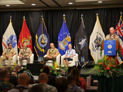 J6 panel at TechNet Indo-Pacific 2026 military leaders discuss the U.S. Pacific Command (USPACOM) Warfighting IT Platform. Credit: Artistic Mindz Photography