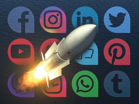 Social media platforms are the smart bombs in information warfare. Credit: fyv6561/3Dsculptor/Shutterstock