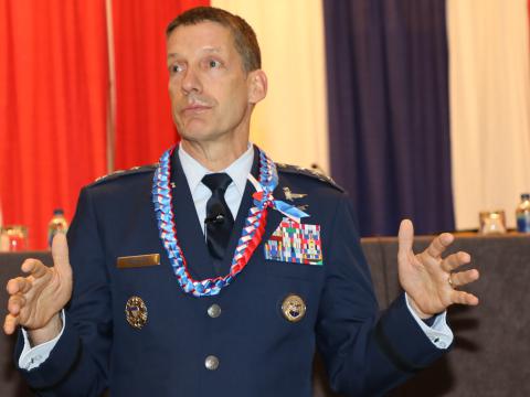 Lt. Gen. Robert J. Skinner, USAF, DISA director, describes how the agency is meeting Indo-Pacific region challenges at TechNet Indo-Pacific. Credit: Dave Livingston photo