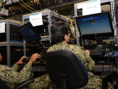 USS Ronald Reagan sailors train for cyber readiness. Credit: Rick Naystatt, U.S. Navy.