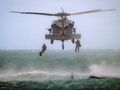 U.S. Army and South Korean operations service members conduct helocast operations during Rim of the Pacific, the world’s largest international maritime exercise, in Hawaii, July 2022. The Army’s Combat Capabilities Development Command-Pacific organization supports soldiers in the region in part by identifying technology solutions from other countries, including South Korea. Credit: Department of Defense photo by Cpl. Djalma Vuong-De Ramos