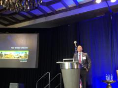 Laurence Mixon, defense intelligence senior leader, Program Executive Office Intelligence Electronic Warfare and Sensors, speaks at the AFCEA Alamo ACE conference on November 17.