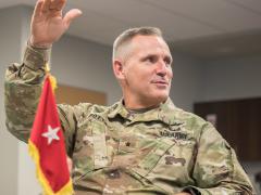 Maj. Gen. Anthony Potts, USA, program executive officer for Command, Control and Communications-Tactical (PEO C3T), is pictured at the Army Research Laboratory at Aberdeen Proving Ground, Maryland, in 2017. Credit: David McNally, Army Research Laboratory