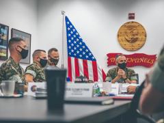 The Marine Corps is harnessing a new advantage, their Marine Expeditionary Force Information Groups that align signal intelligence, electronic warfare support, targeting, communications, psychological operations; open-source intelligence and traditional intelligence, among other organizations. Credit: USMC