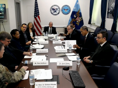 Members of the Defense Innovation Board hold their February meeting at the Pentagon. Photo from Department of Defense livestream