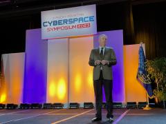 Gen. John Hyten, USAF (Ret.), former vice chairman, Joint Chiefs of Staff, speaks at the AFCEA Rocky Mountain Cyberspace Symposium on February 21.