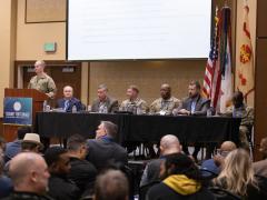 Leadership panelists discuss their goals and challenges at TechNet Fort Bragg 2023. Photo by Chris Levi, ChrisLeviFilms