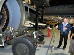 Kenneth Emery, Museum of Aviation director at Robins Air Force Base, Georgia, speaks with Natalie Hawkins, spouse of Air Force Sustainment Center Commander Lt. Gen. Stacey Hawkins on January 26, 2023. During his visit, the general identified Robins as a “bridge to the future.” U.S. Air Force photo by Tommie Horton
