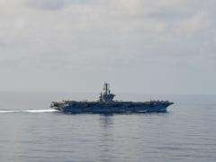 The aircraft carrier USS Nimitz streaming through the South China Sea. Photo: Seaman Carson Croom, U.S. Navy.